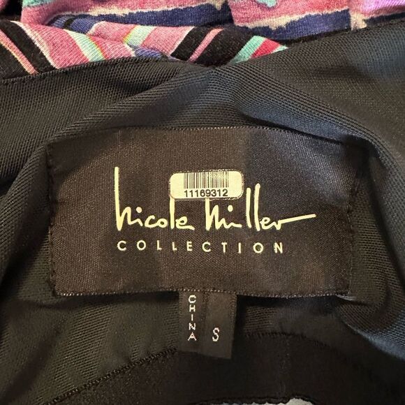 Nicole Miller Collection Wren Jungle Multicolored Striped Tuck Dress Size Small - Picture 16 of 16